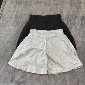 Shein Girls 2 Pack Skort Set Black Heather Grey Size 10Y Skater Skirt Shorts